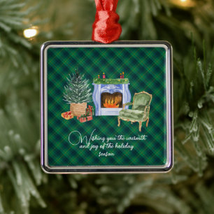 Ornement Carré Argenté Johnstone Original Tartan écossais