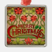 Ornement Carré Argenté Joli Joyeux Noël Art Nouveau Victorien (Devant)