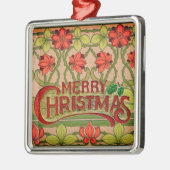 Ornement Carré Argenté Joli Joyeux Noël Art Nouveau Victorien (Gauche)