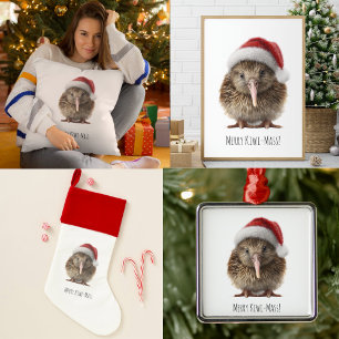 Ornement Carré Argenté Joli Kiwi de Noël, coutume