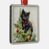 ORNEMENT CARRÉ ARGENTÉ JOLIE CHRISTMAS NOIR COULEUR D'EAU CHAT (Droite)