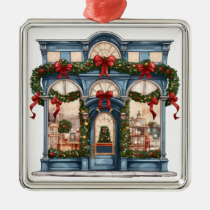 ORNEMENT CARRÉ ARGENTÉ JOLIE ORNATE VACANCES NOËL STOREFRONT