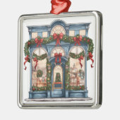 ORNEMENT CARRÉ ARGENTÉ JOLIE ORNATE VACANCES NOËL STOREFRONT (Gauche)