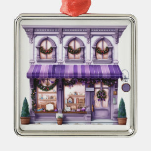 ORNEMENT CARRÉ ARGENTÉ JOLIE ORNATE VACANCES NOËL STOREFRONT