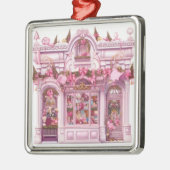 ORNEMENT CARRÉ ARGENTÉ JOLIE ORNATE VACANCES NOËL STOREFRONT (Gauche)