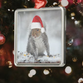 Ornement Carré Argenté Jolly Squirrel with Santa Hat Square Ornament
