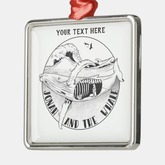 Ornement Carré Argenté Jonah et la baleine (Gauche)