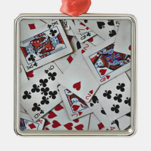 Ornement Carré Argenté Jouer Cartes Poker Jeux Reine Roi