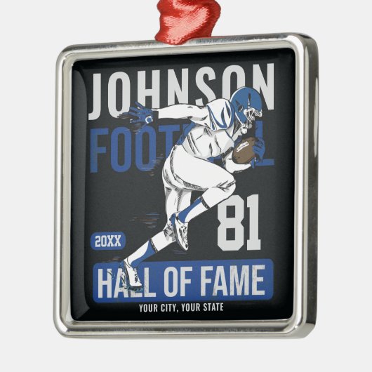 Ornement Carré Argenté JOUEUR DE Football Personnalisé Équipe NUMBER Spor (Gauche)