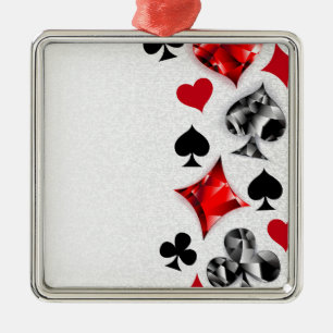 Ornement Carré Argenté Joueur de poker Joueur de cartes de jouer costumes