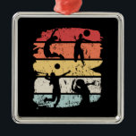 Ornement Carré Argenté Joueur de volley-ball Rétro<br><div class="desc">Conception volleyball faite pour chaque joueur de volleyball. Cool présent pour Noël,  anniversaire ou autres occasions.</div>