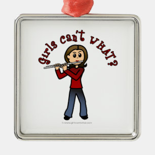 Ornement Carré Argenté Joueuse de flûte légère