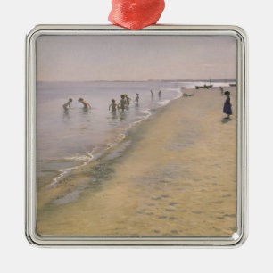 Ornement Carré Argenté Jour d'été à la plage du sud de Skagen, 1884