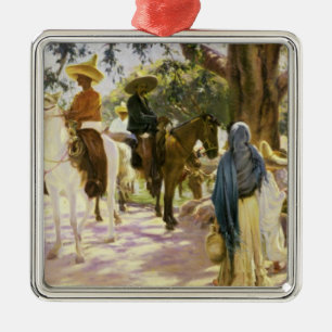 Ornement Carré Argenté Jour du marché chez San Gabriel, Mexique