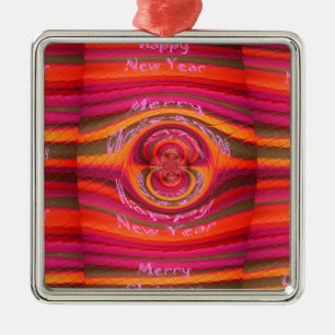 Ornement Carré Argenté Joyeuses couleurs Joyeux Noël Bonne année design