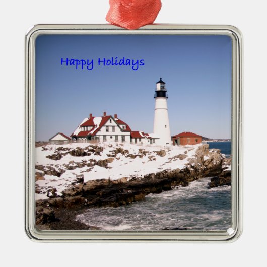 Ornement Carré Argenté Joyeuses fêtes (Devant)