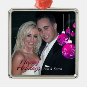 Ornement Carré Argenté Joyeuses fêtes 2B Ornament