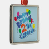 Ornement Carré Argenté Joyeux anniversaire (Droite)