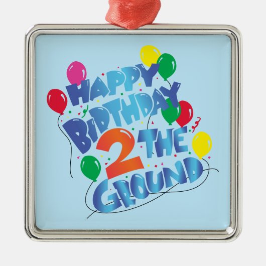 Ornement Carré Argenté Joyeux anniversaire (Devant)