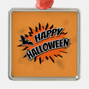 Ornement Carré Argenté Joyeux Halloween