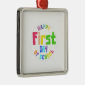Ornement Carré Argenté Joyeux Jour de l'École (Droite)