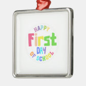 Ornement Carré Argenté Joyeux Jour de l'École (Gauche)