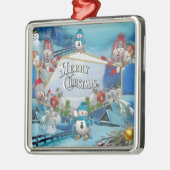 Ornement Carré Argenté Joyeux Noël (Gauche)