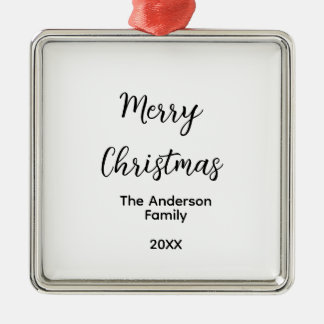 Ornement Carré Argenté Joyeux Noël ajouter nom de famille année texte per