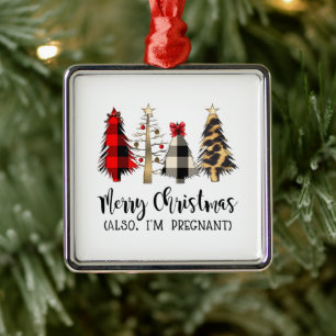 Ornement Carré Argenté Joyeux Noël Aussi je suis Grossesse Enceinte Annou