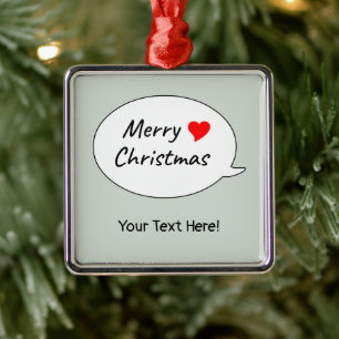 Ornement Carré Argenté Joyeux Noël charmant et sincère
