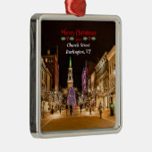 Ornement Carré Argenté Joyeux Noël de Burlington VT, (Droite)