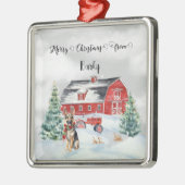 Ornement Carré Argenté Joyeux Noël du nom du chien (Gauche)