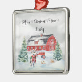 Ornement Carré Argenté Joyeux Noël du nom du chien (Gauche)
