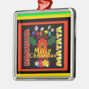 Ornement Carré Argenté Joyeux Noël et une bonne année