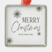 Ornement Carré Argenté Joyeux Noël Silver Snowflake (Devant)