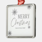 Ornement Carré Argenté Joyeux Noël Silver Snowflake (Gauche)