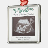 Ornement Carré Argenté Joyeux Noël Ultrasound Grossesse Scan Grand-mère (Gauche)