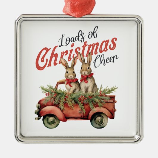 Ornement Carré Argenté Joyeux petits lapins (Devant)