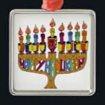 Ornement Carré Argenté Judaica Happy Hanukkah<br><div class="desc">You are viewing The Lee Hiller Designs Collection of Home and Office Decor,  Apparel,  Toxiques and Collectibles. The Designs include Lee Hiller Photographie et Mixed Media Digital Art Collection. You can view her her Nature photographiy at at http://HikeOurPlanet.com/ and follow her hiking blog within Hot Springs National Park.</div>