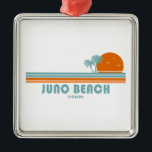Ornement Carré Argenté Juno Beach Floride Sun Palm Trees<br><div class="desc">Situé entre Jupiter et West Palm Beach,  le Juno Beach possède un littoral préservé et est bordé par la voie navigable Intracoastal Waterway et l'océan Atlantique.</div>