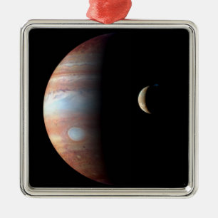 Ornement Carré Argenté Jupiter 5ème planète avec système solaire Cassini