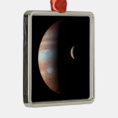 Ornement Carré Argenté Jupiter Géant Gaz Planète & Io Galilée Lune (Droite)