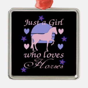 Ornement Carré Argenté Juste Une Fille Qui Aime Les Chevaux
