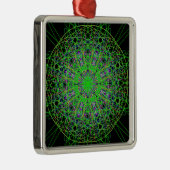 Ornement Carré Argenté Kaleidoscope noir vert Mandala Art (Droite)