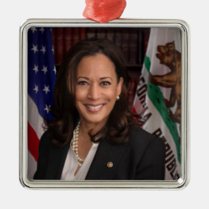 Ornement Carré Argenté Kamala Harris Vice-président américain, Biden 2024