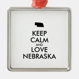 Ornement Carré Argenté KEEP CALM et LOVE NEBRASKA