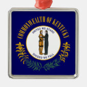Ornement Carré Argenté Kentucky : Drapeau d'État américain du Commonwealt (Devant)