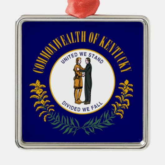 Ornement Carré Argenté Kentucky : Drapeau d'État américain du Commonwealt (Devant)