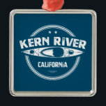 Ornement Carré Argenté Kern River Californie Kayak<br><div class="desc">Nourri par la fonte des neiges près du mont Whitney,  le Kern RIver traverse 265 miles de canyons pittoresques à travers les majestueuses montagnes de la Sierra Nevada et offre d'interminables possibilités de kayak,  canoë,  paddle-board,  tubing et rafting.</div>