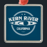 Ornement Carré Argenté Kern River Californie Kayak<br><div class="desc">Nourri par la fonte des neiges près du mont Whitney,  le Kern RIver traverse 265 miles de canyons pittoresques à travers les majestueuses montagnes de la Sierra Nevada et offre d'interminables possibilités de kayak,  canoë,  paddle-board,  tubing et rafting.</div>